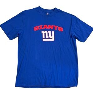 New York Giants Football T-Shirt Short Sleeve Blue Sewn Letters NFL Cotton XL
